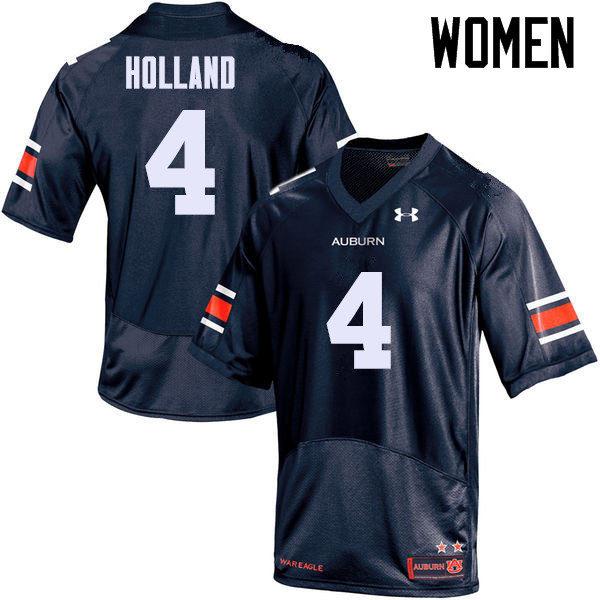 Women's Auburn Tigers #4 Jeff Holland Navy College Stitched Football Jersey